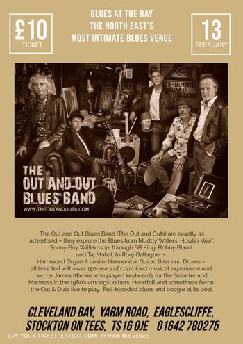 Blues at the Bay The Out and Out Blues Band at Cleveland Bay on 13 February 2026 gig poster