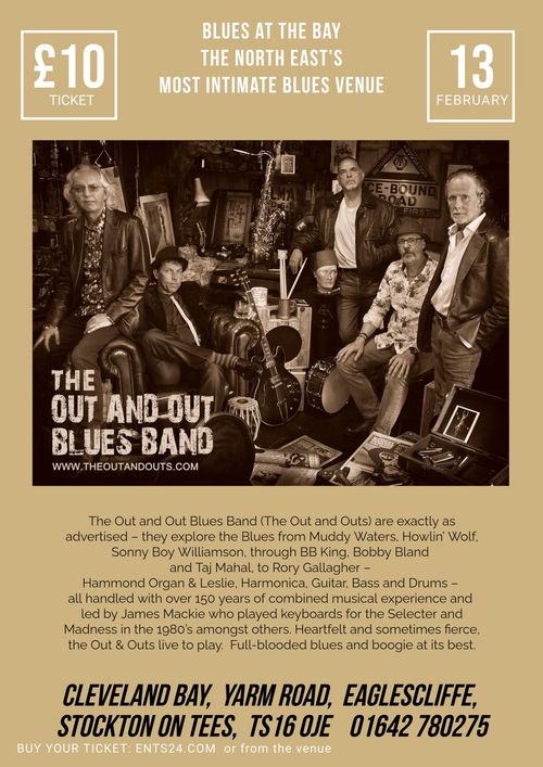 Blues at the Bay The Out and Out Blues Band at Cleveland Bay on 13 February 2026 gig poster