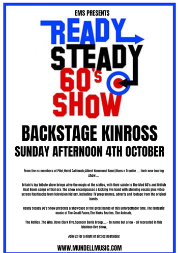 READY STEADY 60's SHOW at Backstage on 4 October 2026 gig poster