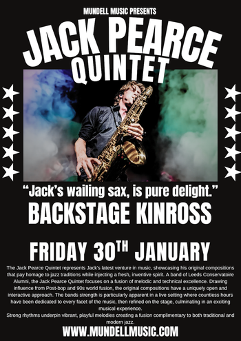 Jack Pearce Quintet at Backstage on 30 January 2026 gig poster