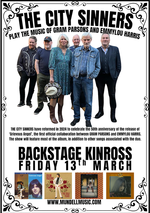 THE CITY SINNERS PLAY THE MUSIC OF GRAM PARSONS AND EMMYLOU HARRIS THE CITY SINNERS at BACKSTAGE on 13 March 2026 gig poster