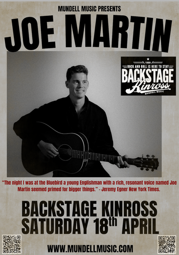 JOE MARTIN at Backstage on 18 April 2026 gig poster