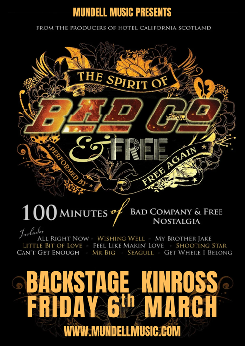 THE SPIRIT OF BAD CO & FREE at Backstage on 6 March 2026 gig poster