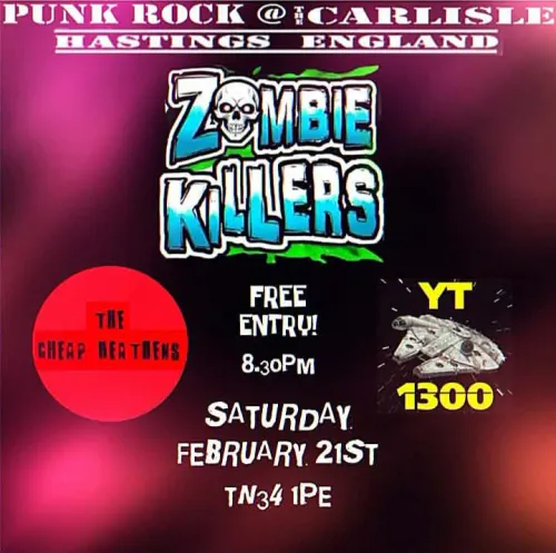 PUNK ROCK @ THE CARLISLE ZOMBIE KILLERS, THE CHEAP BEATENS at The Carlisle on 21 February 2026 gig poster