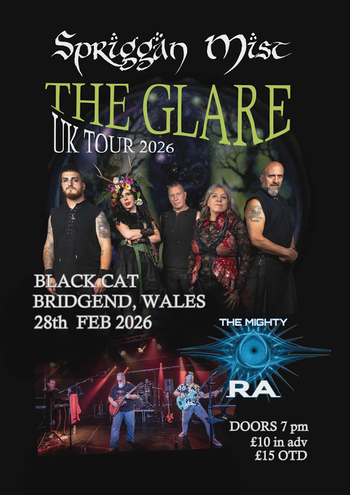 UK TOUR 2026 Spriggan Mist, The Mighty RA, The Glare at Black Cat on 28 February 2026 gig poster