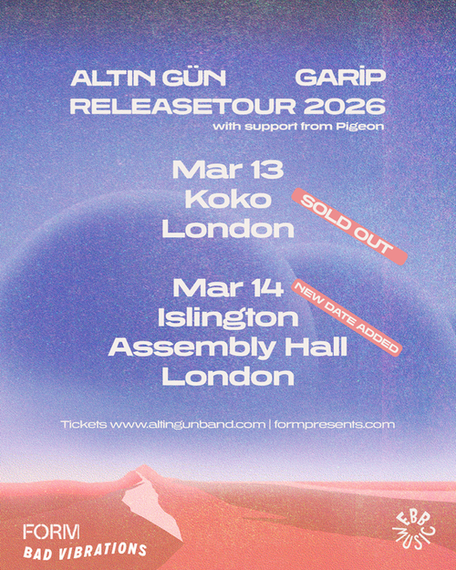 ALTIN GÜN GARİP RELEASE TOUR 2026 PIGEON, ALTIN GÜN march 2026 tour poster