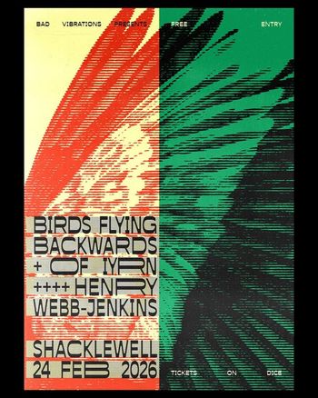 BIRDS FLYING BACKWARDS OF TYRN, HENRY WEBB-JENKINS at SHACKLEWELL on 24 February 2026 gig poster