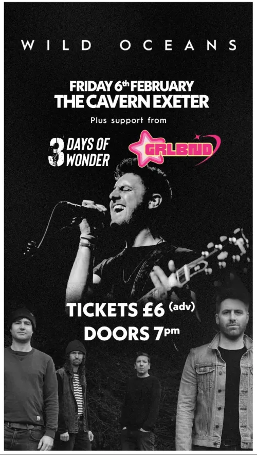 WILD OCEANS 3 Days of Wonder, GRLBND at The Cavern Exeter on 6 February 2026 gig poster