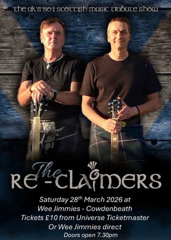The Re-Claimers at Wee Jimmies on 28 March 2026 gig poster