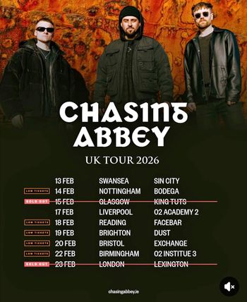 CHAS1NG ABBEY UK TOUR 2026 CHAS1NG ABBEY february 2026 tour poster