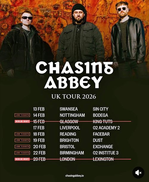 CHAS1NG ABBEY UK TOUR 2026 CHAS1NG ABBEY february 2026 tour poster