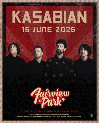 KASABIAN at Fairview Park on 16 June 2026 gig poster
