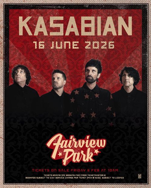 KASABIAN at Fairview Park on 16 June 2026 gig poster
