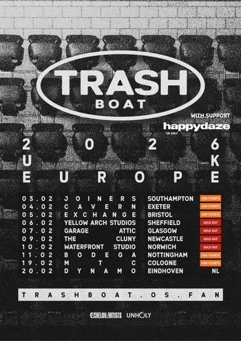 TRASH BOAT Happydaze at Joiners on 3 February 2026 gig poster