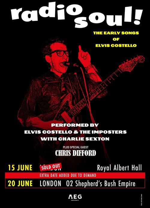 radio soul! Elvis Costello & The Imposters, Charlie Sexton june 2026 tour poster