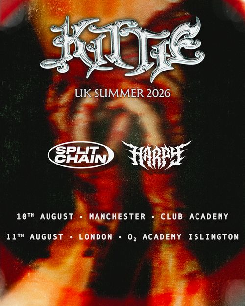 KITTIE UK SUMMER 2026 Harrow, SPLIT CHAIN, KITTIE august 2026 tour poster