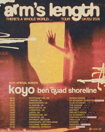 arm's length ben quad, koyo, shoreline february 2026 tour poster