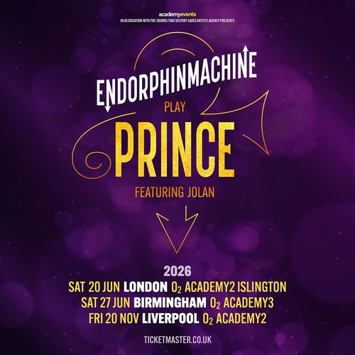 ENDOPHINMACHINE play PRINCE featuring JOLAN Jolan, ENDOPHINMACHINE june 2026 to november 2026 tour poster