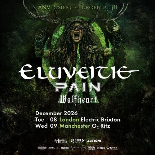 ÁNV Rising - Europe pt III P.A.I.N., Wolfheart, Eluveitie december 2026 tour poster