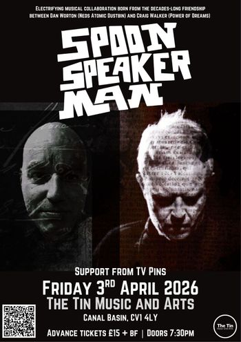 Spoon Speaker Man TV Pins at The Tin Music and Arts on 3 April 2026 gig poster