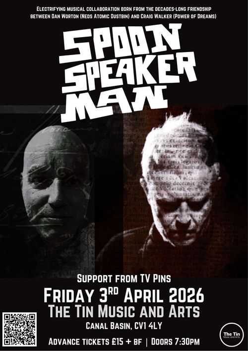 Spoon Speaker Man TV Pins at The Tin Music and Arts on 3 April 2026 gig poster