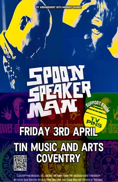 Spoon Speaker Man TV Pins at Tin Music and Arts on 3 April 2026 gig poster