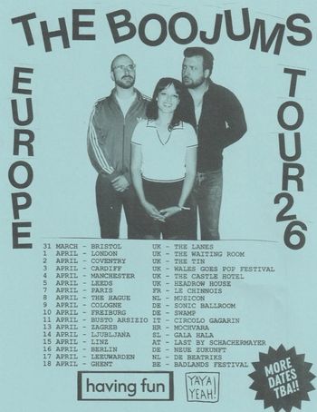 THE BOOJUMS EUROPE TOUR 26 THE BOOJUMS march 2026 to april 2026 tour poster