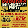 SOUNDS OF THE SUBURBS 10TH ANNIVERSARY PARTY THE ANORAKS, THE WIPES, NARCOTIC HEARTS, The Phobics, DENIZENS, JOE BITTER, PUBLIC SERVICE ANNOUNCEMENT, VICIOUS BISHOP feat Andy Ellison gig poster