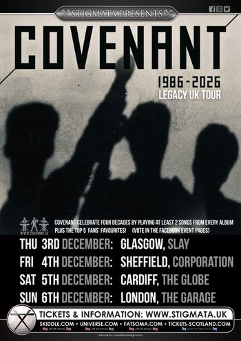 COVENANT 1986-2026 LEGACY UK TOUR COVENANT december 2026 tour poster