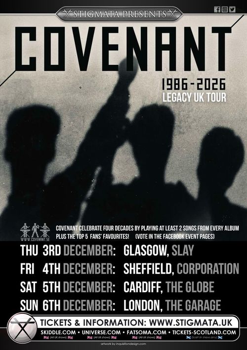 COVENANT 1986-2026 LEGACY UK TOUR COVENANT december 2026 tour poster