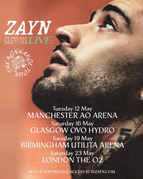 ZAYN LIVE ZAYN may 2026 tour poster