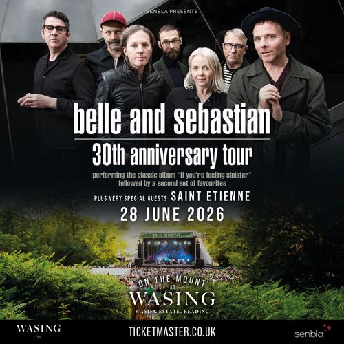 belle and sebastian 30th anniversary tour saint etienne, belle and sebastian at On The Mount on 28 June 2026 gig poster