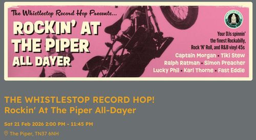 Rockin' At The Piper All-Dayer Captain Morgan, Ralph Ratman, Simon Preacher, Tiki Stew, Lucky Phil, Fast Eddie, Karl Thorne at The Piper on 21 February 2026 gig poster