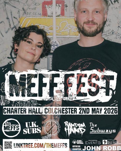 MEFF FEST The Meffs, U.K. Subs, The Subways, Random Hands at Charter Hall on 2 May 2026 gig poster