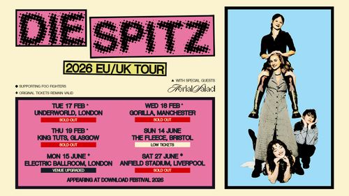 DIE SPITZ 2026 EU/UK TOUR Aerial Salad, DIE SPITZ february 2026 to june 2026 tour poster