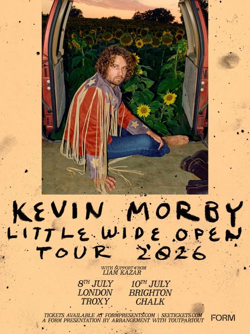 KEVIN MORBY LITTLE WIDE OPEN TOUR 2026 Kevin Morby, Liam Kazar july 2026 tour poster