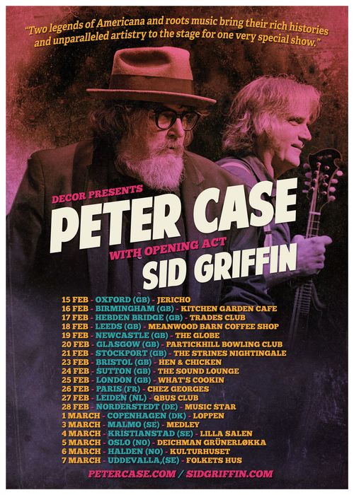 PETER CASE SID GRIFFIN february 2026 to march 2026 tour poster