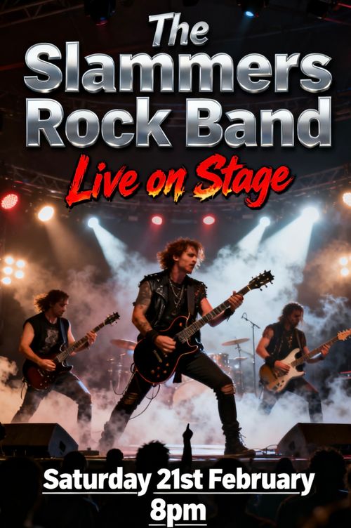 The Slammers Rock Band at The Sussex Arms.  East Grinstead.  on 21 February 2026 gig poster