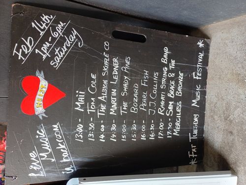 Fat Tuesday Music Festival Tom Cole, The Shady Pines, Pearl Fish, Mali, Ragati String Band, JJ Collins, Bozard Fish, Martin Ledner, The Albion Skiffle Co, Sam Brace & The Merciless Bronze, Malii at Heist on 14 February 2026 gig poster