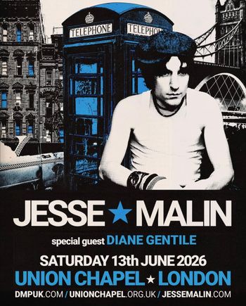 JESSE MALIN Diane Gentile at UNION CHAPEL on 13 June 2026 gig poster