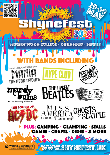 Shynefest 2026 Penny Rebels, MANIA, Mardy Bums, The Upbeat Beatles, Miss America, Ghosts of Seattle, Riot Weekend, The Sound of AC/DC, HYPE CLUB may 2026 tour poster