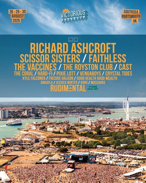 Victorious Festival FREDDIE HALKON, Jessica Winter, Crystal Tides, THE CORAL, Good Health Good Wealth, The Royston Club, THE VACCINES, Pixie Lott, RICHARD ASHCROFT, ARKAYLA, Scissor Sisters, RUDIMENTAL, Faithless, Kyle Falconer, Cast, Gans, Hard-Fi, Vengaboys, Massaoke at Victorious Festival on 28 August 2026 gig poster