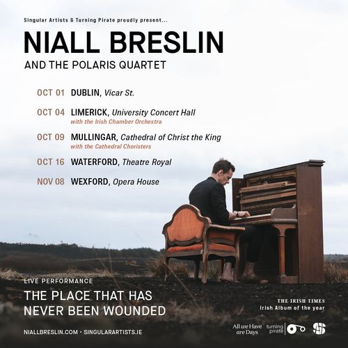 THE PLACE THAT HAS NEVER BEEN WOUNDED Niall Breslin, The Polaris Quartet october 2026 to november 2026 tour poster