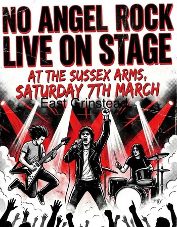 NO ANGEL ROCK at The Sussex Arms on 7 March 2026 gig poster