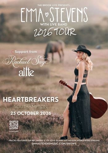 EMMA STEVENS 2026 TOUR Rachael Sage, Emma Stevens, alte at HEARTBREAKERS on 25 October 2026 gig poster