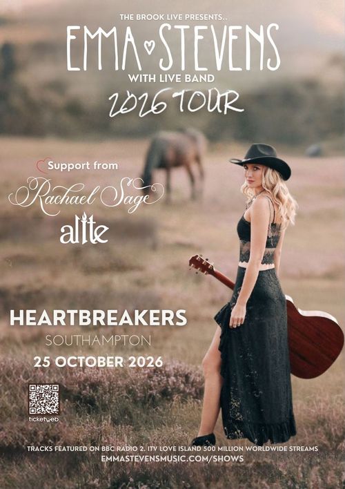EMMA STEVENS 2026 TOUR Rachael Sage, Emma Stevens, alte at HEARTBREAKERS on 25 October 2026 gig poster