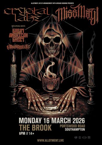 Crystal Lake & Miss May I Ethereal, Great American Ghost, Crystal Lake, Miss May I at The Brook on 16 March 2026 gig poster