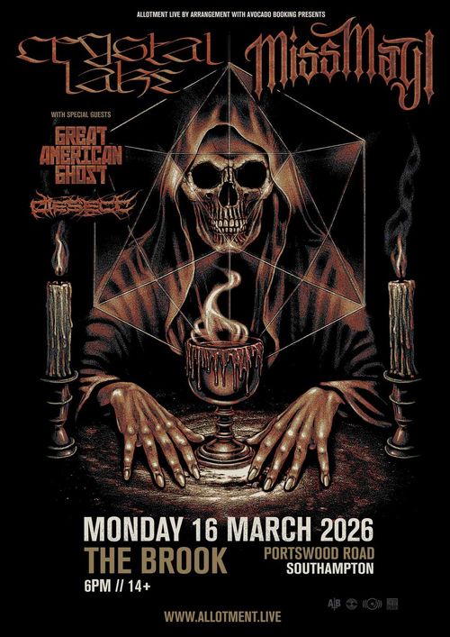 Crystal Lake & Miss May I Ethereal, Great American Ghost, Crystal Lake, Miss May I at The Brook on 16 March 2026 gig poster