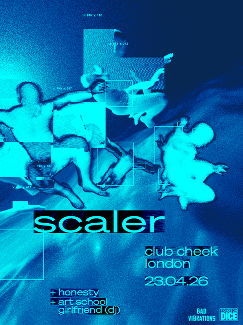 scaler honesty, art school, girlfriend (dj) at club cheek on 23 April 2026 gig poster