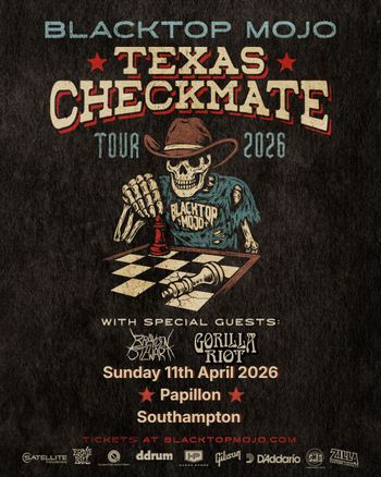 BLACKTOP MOJO TEXAS CHECKMATE TOUR 2026 Gorilla Riot, BLACKTOP MOJO, Brayden Stewart at Papillon on 11 April 2026 gig poster
